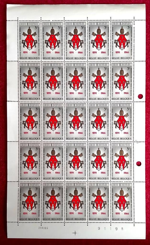 Rerum Novarum MNH-blad uit 1966*, Postzegels en Munten, Postzegels | Europa | België, Verzenden, Orginele gom, Postfris, Postfris