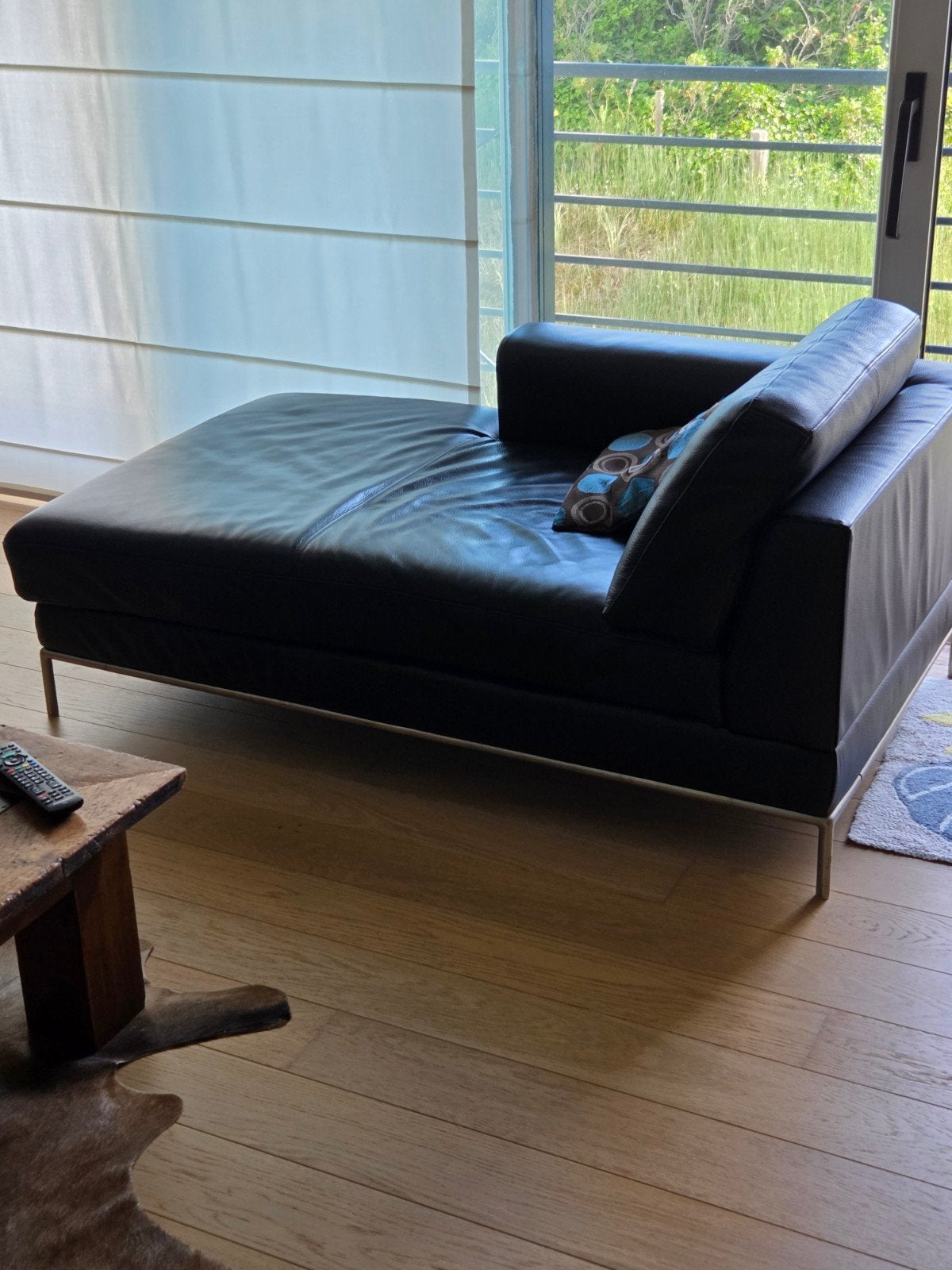 zwart lederen longchair plus 2zit, Ophalen