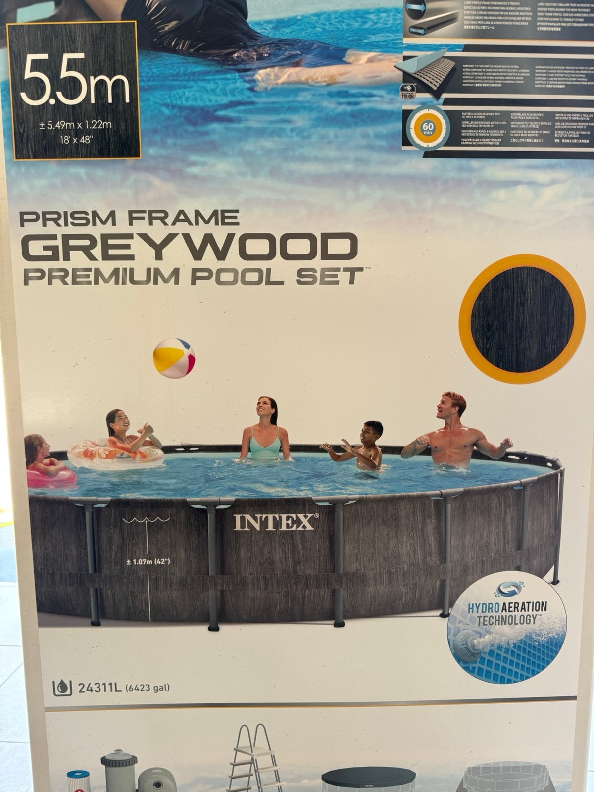 Intex Prism frame greywood set zwembad NIEUW, Jardin & Terrasse, Piscines, Neuf, 300 cm ou plus, Rond, Enlèvement