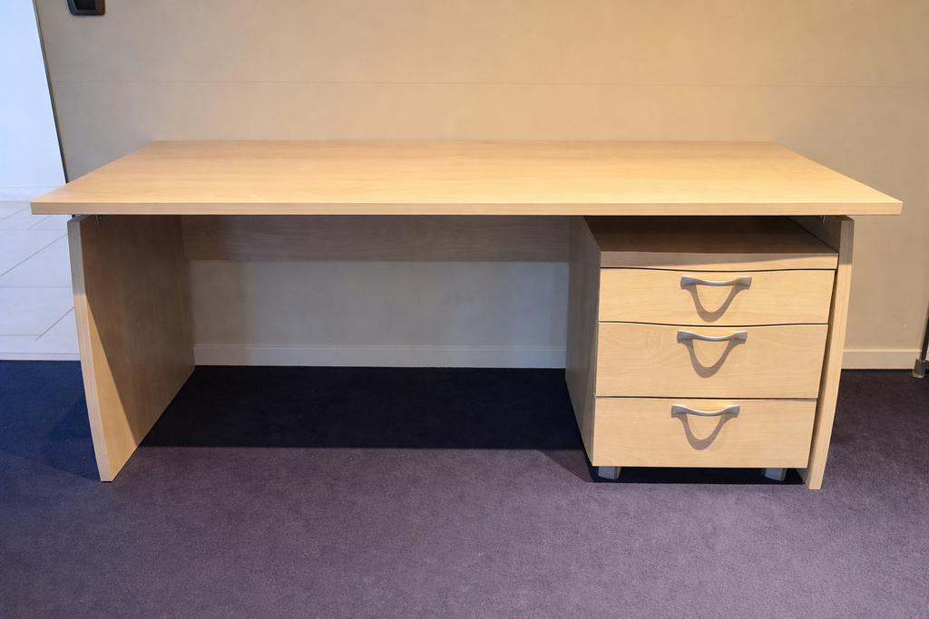 Bureau avec meuble à tiroirs à roulettes, Maison & Meubles, Bureaux, Enlèvement, Comme neuf