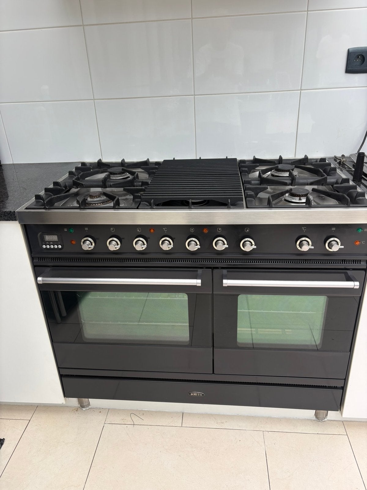 Gasfornuis Boretti 100cm +dubbel oven zwart, Elektronische apparatuur, Fornuizen, Ophalen, Gebruikt, 60 cm of meer, Grill