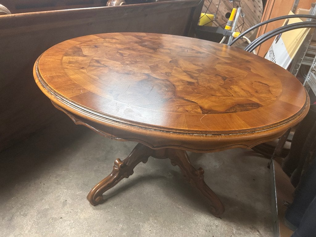 Table basse Burlwood avec marqueterie de mosaïque, Enlèvement, Comme neuf, Moins de 50 cm