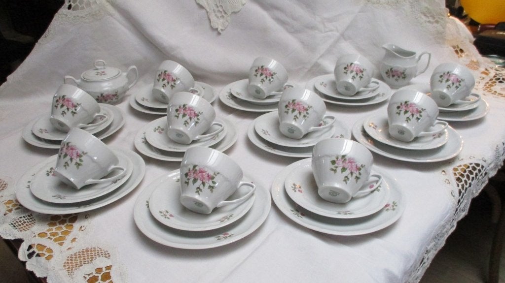 Vintage Pools porselein Bogucice koffie servies, Ophalen, Vintage, Zo goed als nieuw, Kop(pen) en/of Schotel(s)