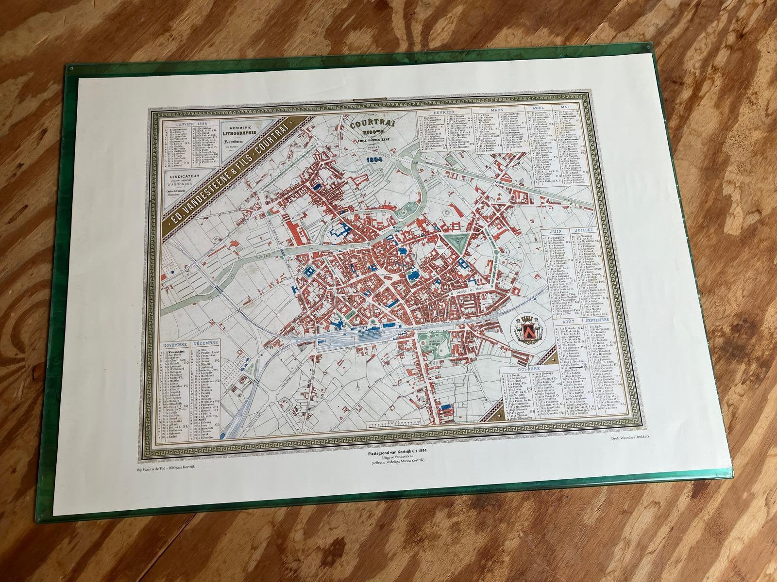 Plattegrond Kortrijk - 1894, Antiek en Kunst, Ophalen