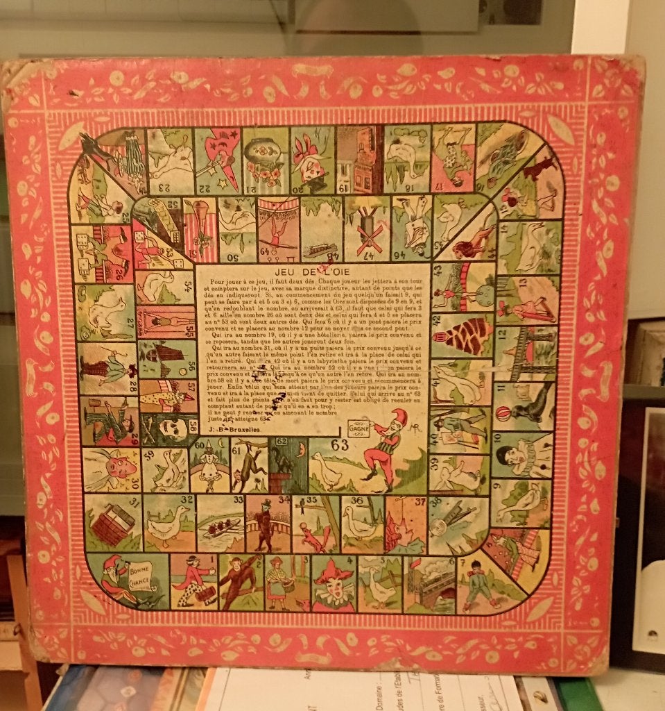 Ancien Jeux de l'oie plateau utilisé litho belle couleur, Trois ou quatre joueurs, Enlèvement, Utilisé, Autre