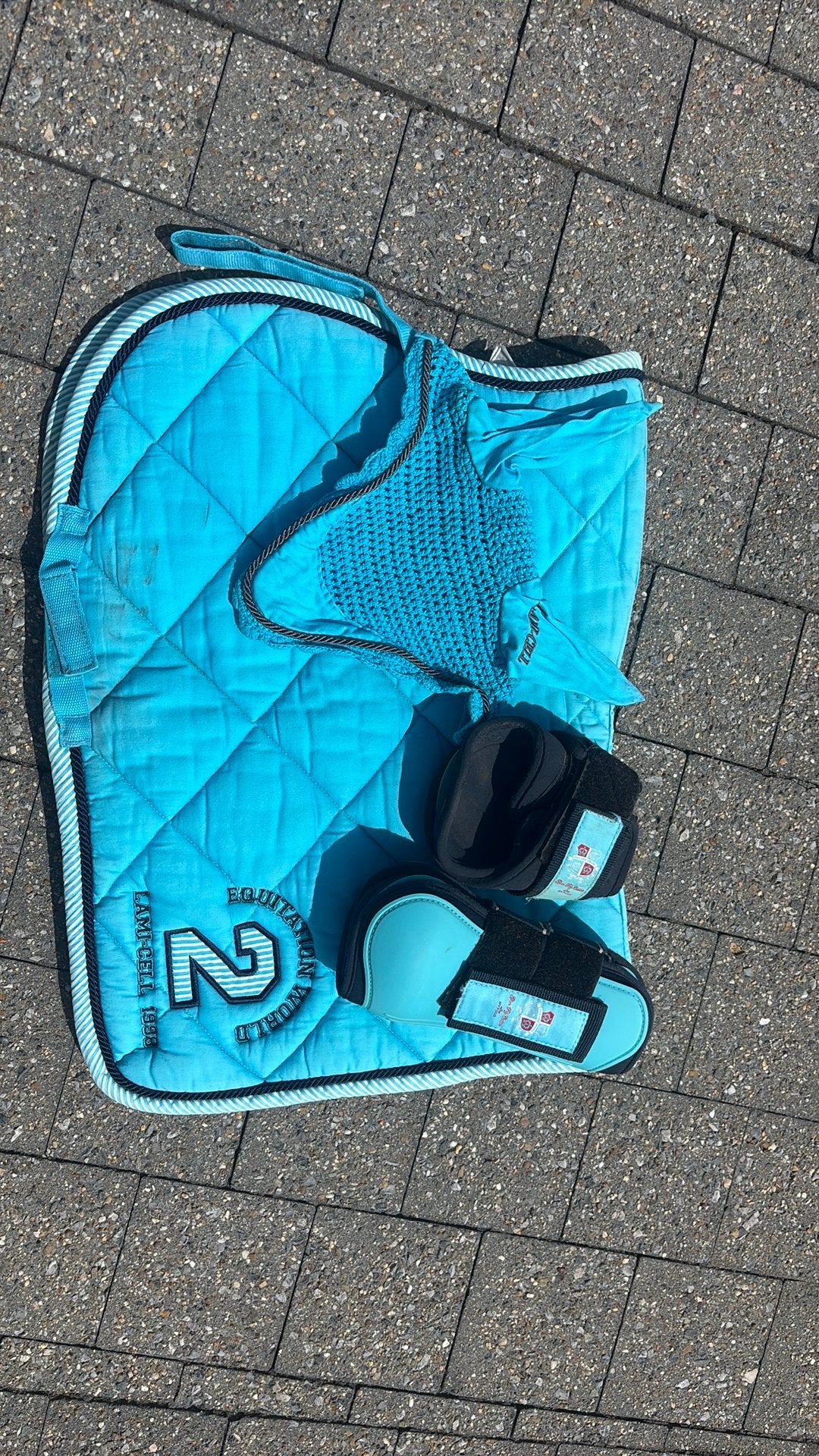 Turquoise setje te koop., Dieren en Toebehoren, Ophalen, Gebruikt, Springdekje, Blauw