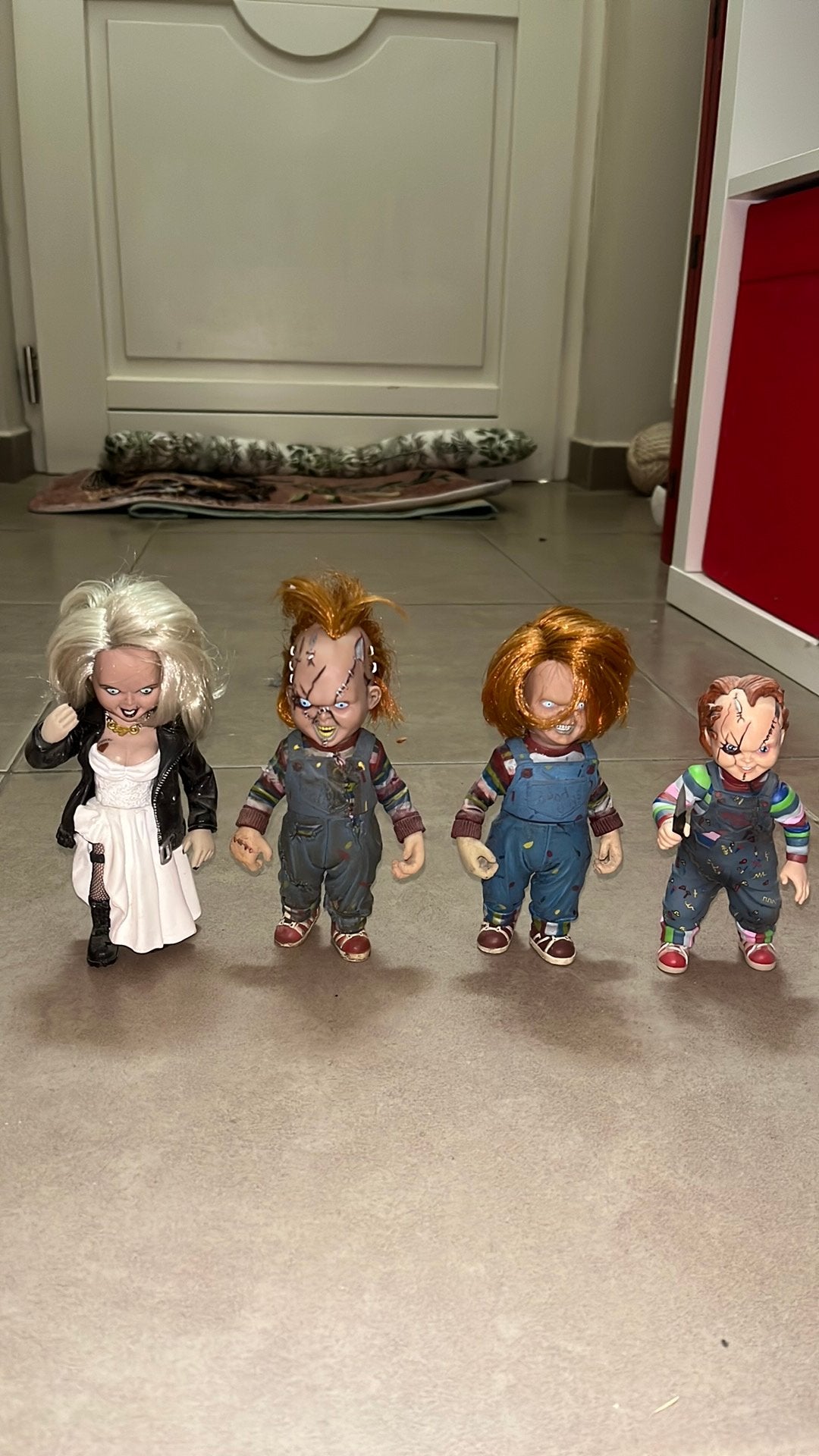 4 petites poupées de cinéma Chucky, Collections, Enlèvement, Comme neuf, Film, Figurine ou Poupée