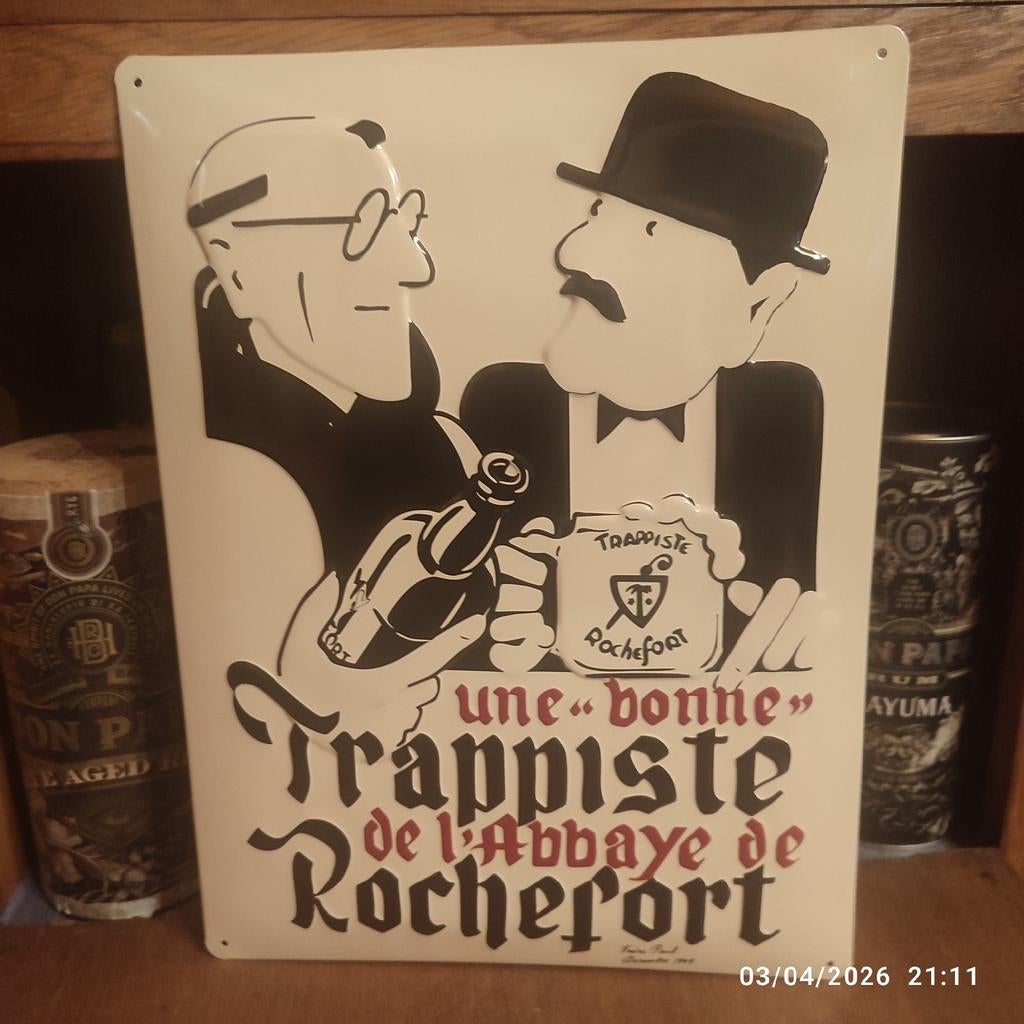 ROCHEFORT Trappist metalen plaat., Verzamelen, Biermerken, Ophalen of Verzenden, Nieuw, Reclamebord, Plaat of Schild, Overige merken