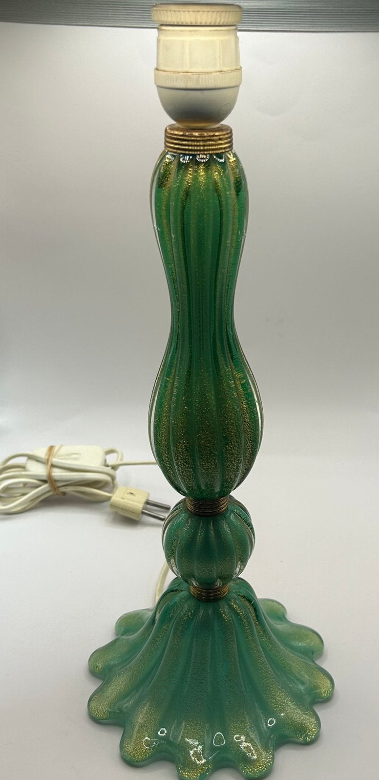 Lamp in muranoglas groen toegeschreven “Barovier & Toso”, Antiek en Kunst, Antiek | Glaswerk en Kristal, Ophalen of Verzenden