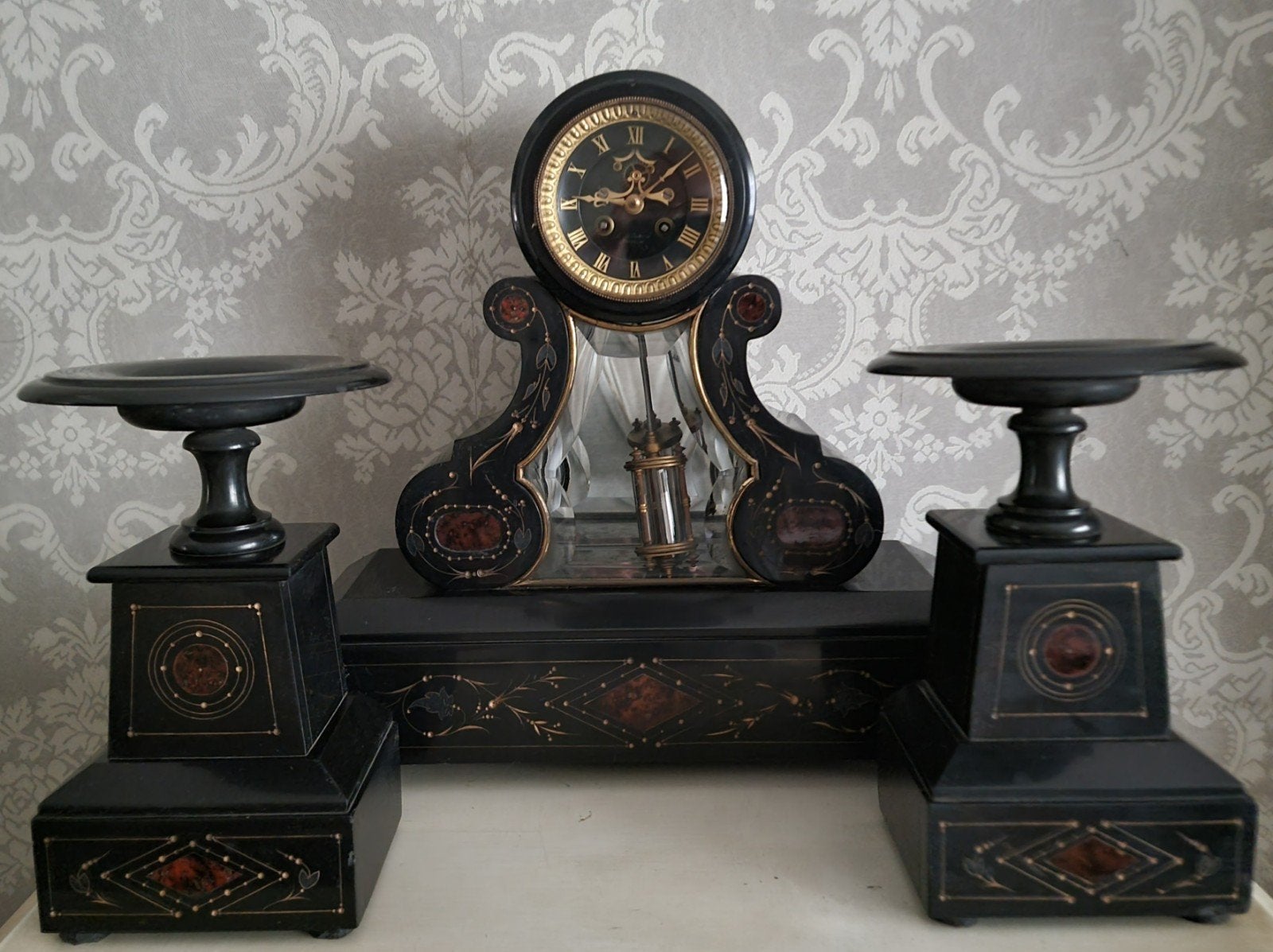 Prachtige Napoleon III kwikklok met J.DUSART cassolettes, Antiek en Kunst, Antiek | Klokken, Ophalen