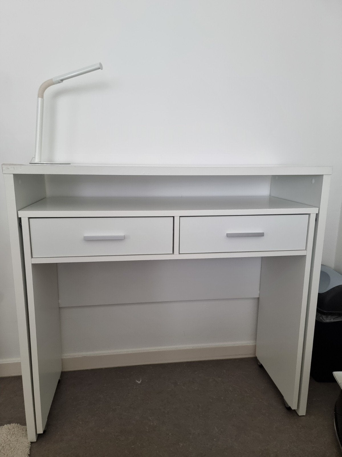 Wit uitschuifbare console/bureau met twee laden, Huis en Inrichting, Ophalen
