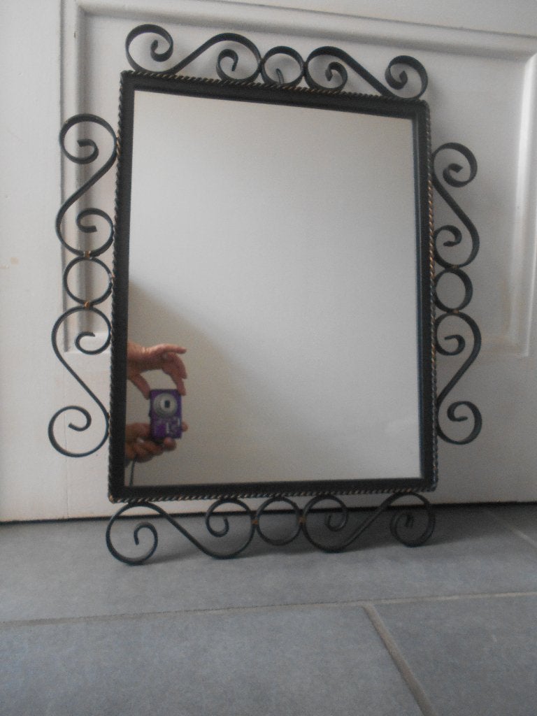 ancien miroir fer forgé 51 x 42 cm, Enlèvement, Rectangulaire