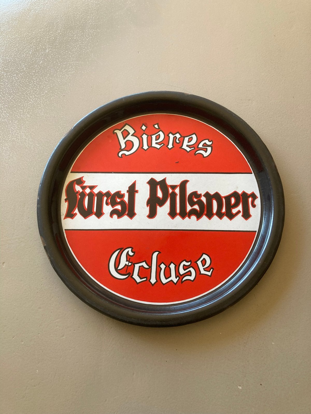 Oude emaille plateau Furst Pilsner ecluse Boortmeerbeek, Verzamelen, Ophalen of Verzenden, Zo goed als nieuw