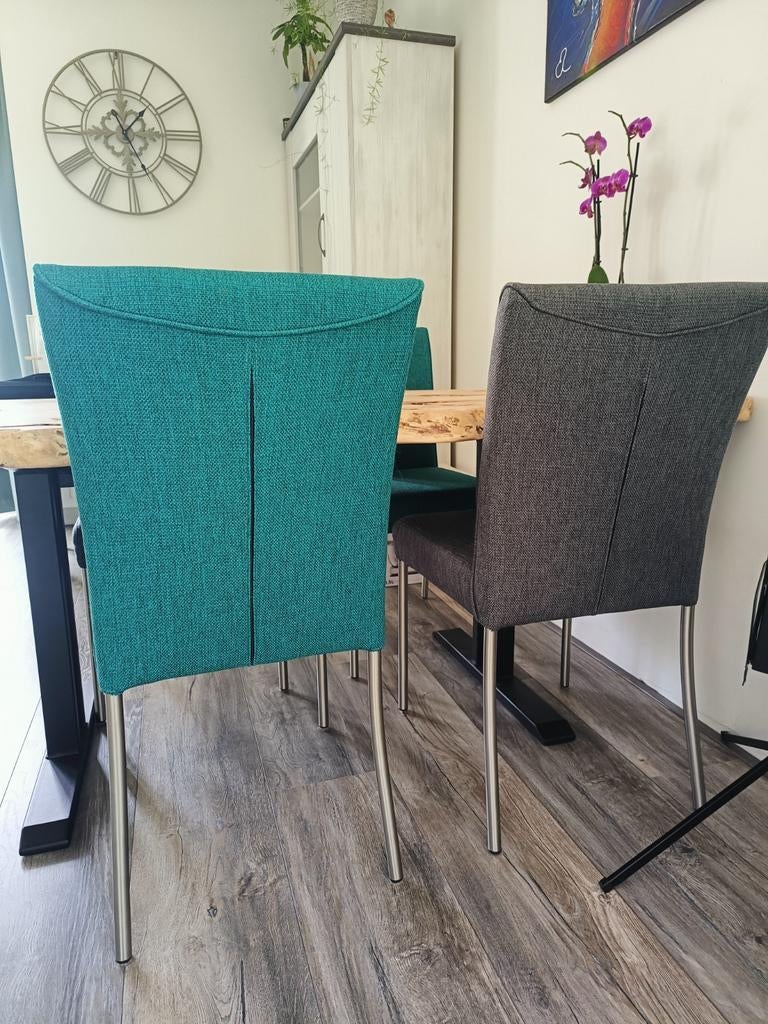 Mooie antracieten eetkamerstoelen 2x, zo goed als nieuw, Ophalen