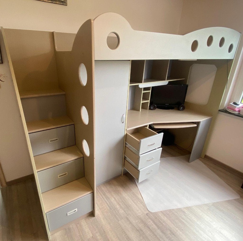 lit superposé avec bureau, Enlèvement, Utilisé, Lit mezzanine