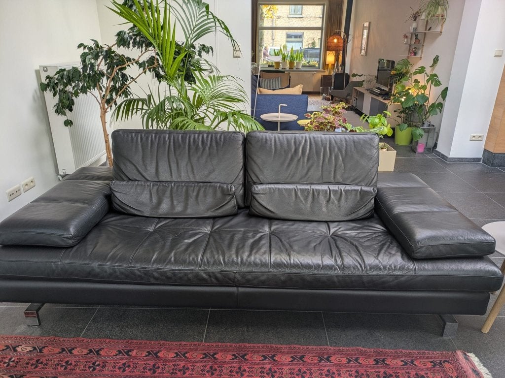 Moderne zwarte lederen zetel, Enlèvement, Utilisé, Cuir, Modern