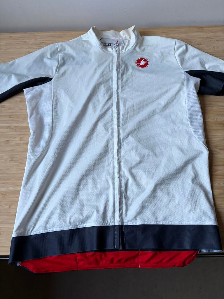 Maillot vélo Castelli Vantaggio L – Blanc – Excellent état, Vêtements d'extérieur, Enlèvement ou Envoi, Comme neuf, L