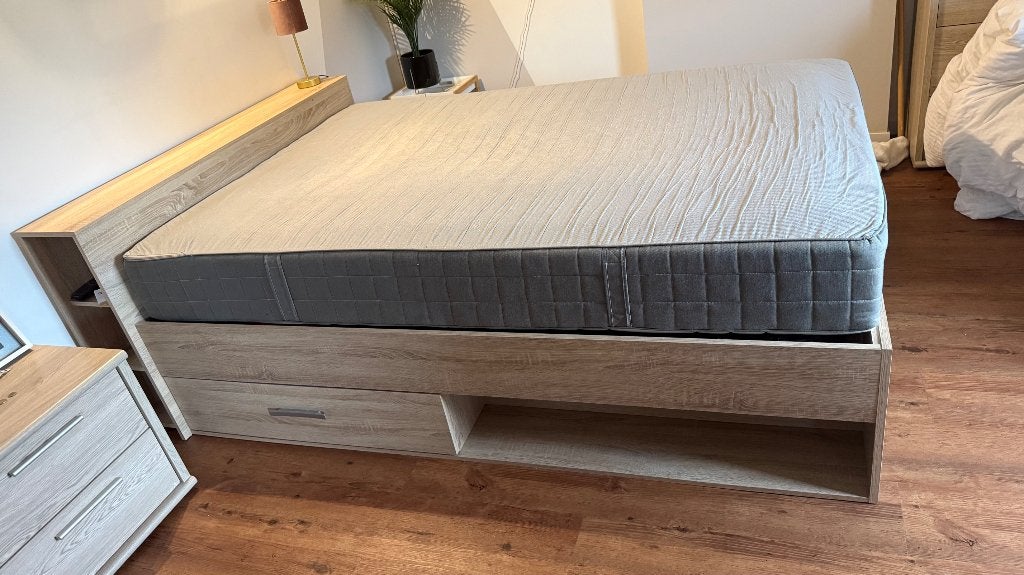 Lit 2 personnes, Maison & Meubles, Autres couleurs, 210 cm, Bois neutre, 140 cm