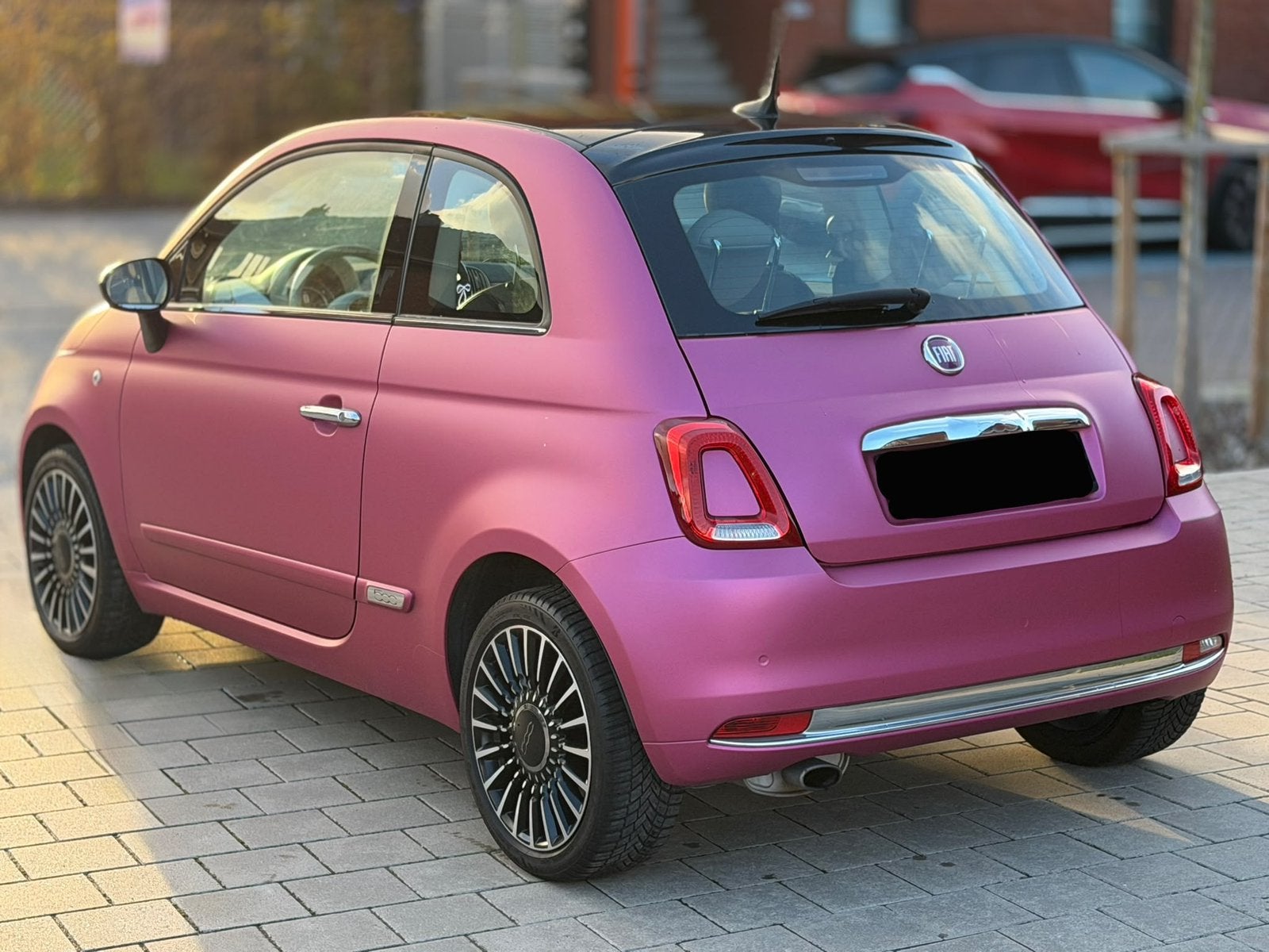 FIAT 500 1.2 ~ ROZE WRAP ~ CRUISE CTRL ~ LEDER ~ NIEUWE DIST, Auto's, Voorwielaandrijving, Euro 6, 4 cilinders, Leder