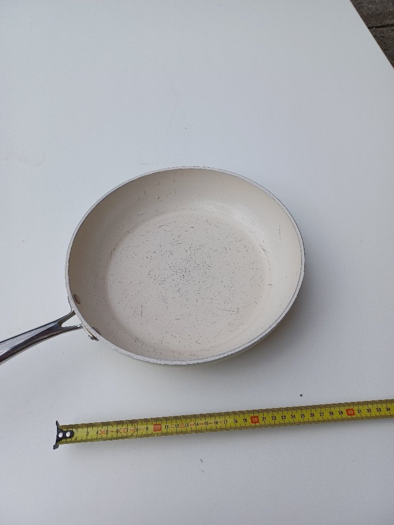 crèmekleurige koekenpan (Ø 24 cm), Ophalen, Gebruikt, Emaille, Koekenpan