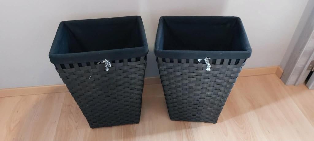 2 zwarte rieten was opberg manden, Osier, Enlèvement, Rectangulaire, Panier