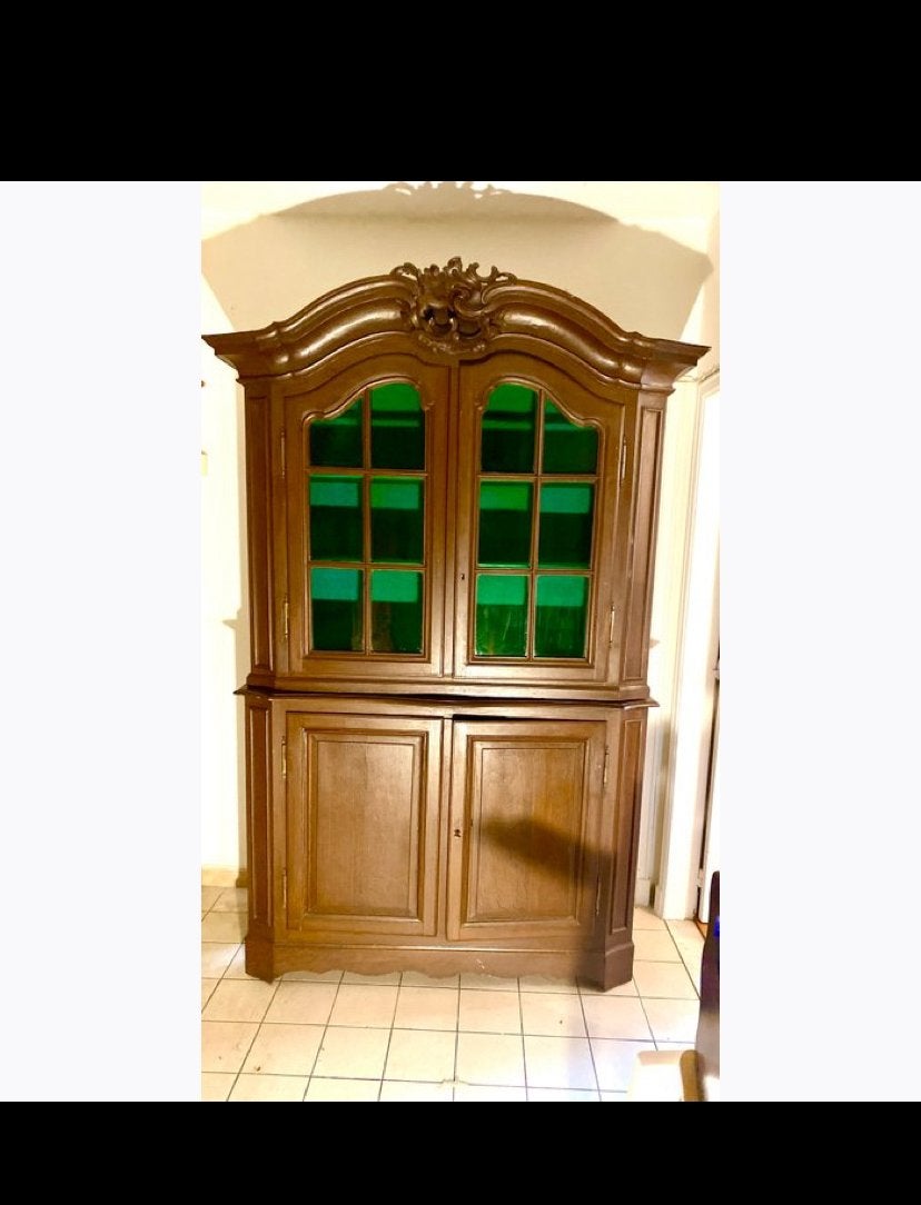 Vitrinekast in eik Louis XV stijl, Antiek en Kunst, Ophalen
