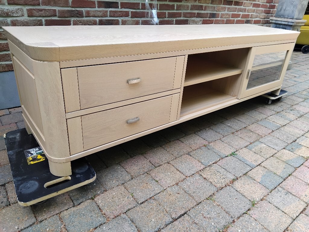 tv meubel semi massief eik 195 cm, Huis en Inrichting, Kasten |Televisiemeubels, Ophalen, Zo goed als nieuw