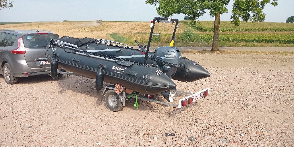 Set van 2018 40km/u rubberboot + 25pk Yamaha + trailer, Ophalen, Overige merken, 4 m, Tot 1.00 meter