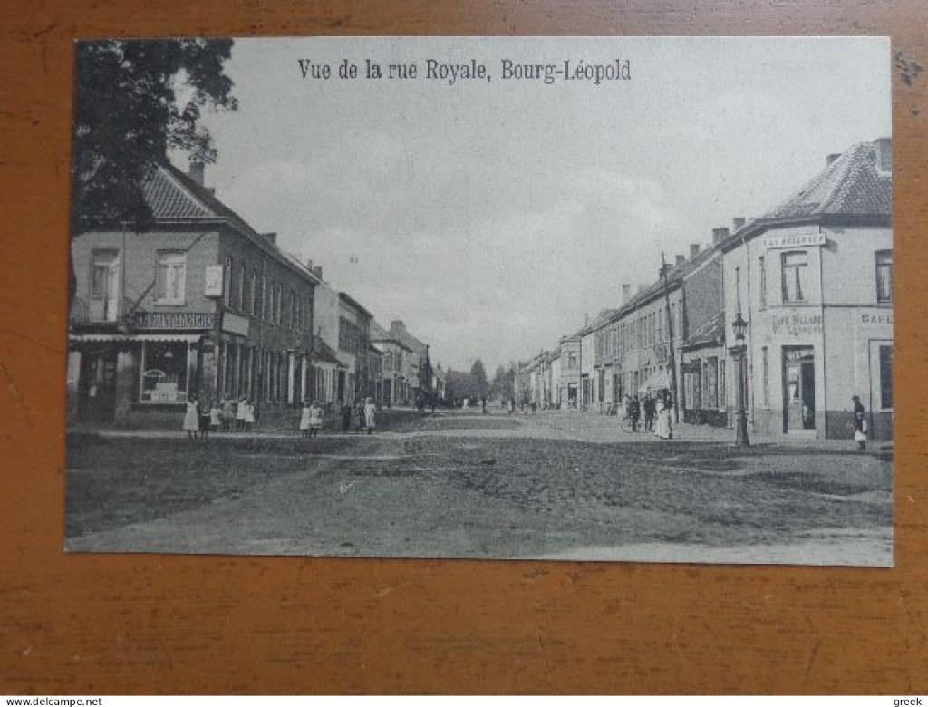 Postkaart Leopoldsburg, Vue de la Rue Royale, Envoi, Non affranchie, Limbourg