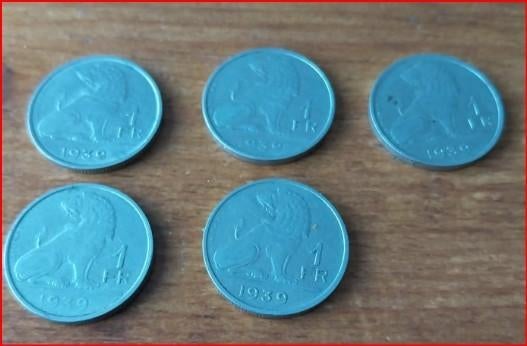 België 1 franc munten 1939 Legende - 'BELGIQUE - BELGIË', Ophalen of Verzenden, Overig, Losse munt