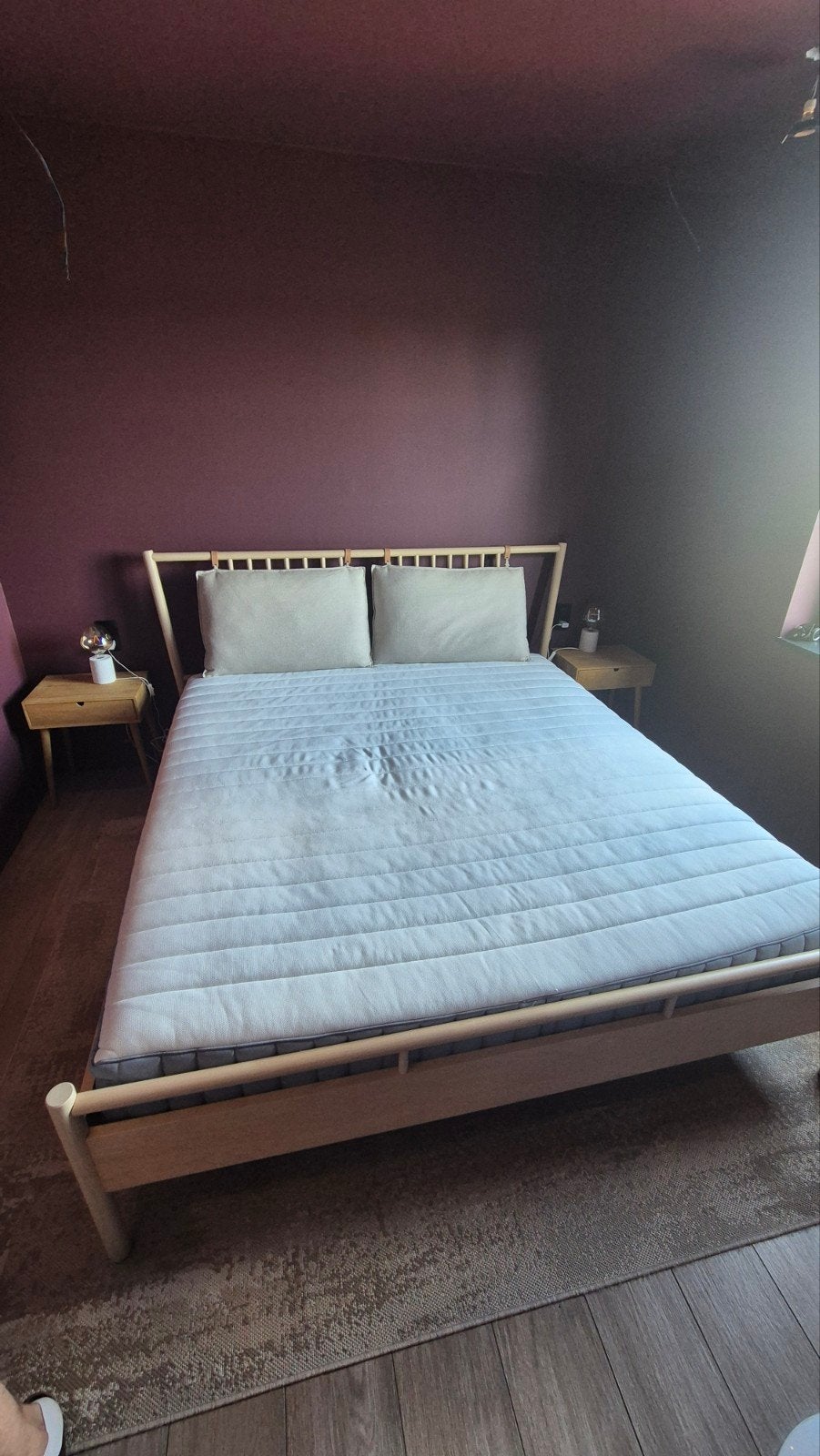 Lit + matelas 180x200, Beige, Enlèvement, 180 cm, 200 cm