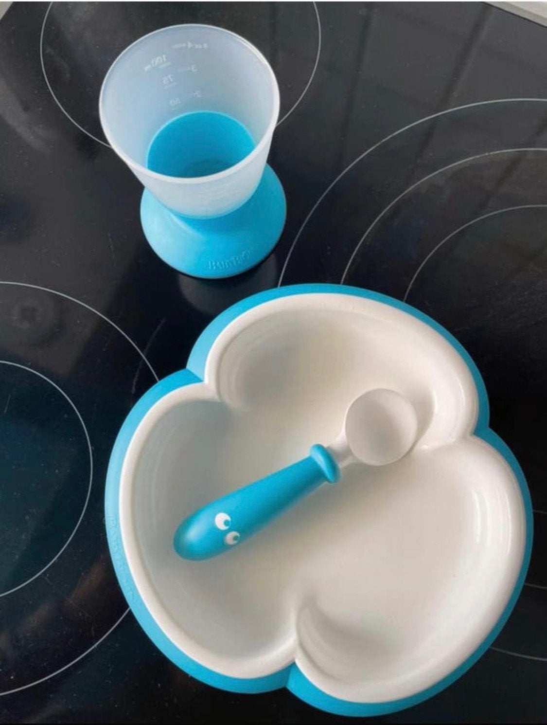 Babybjörn eetsetje blauw, Ophalen of Verzenden, Zo goed als nieuw