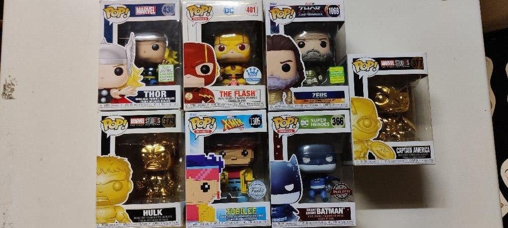 7 funko poppen Thor Batman hulk flash..., Enlèvement ou Envoi, Comme neuf