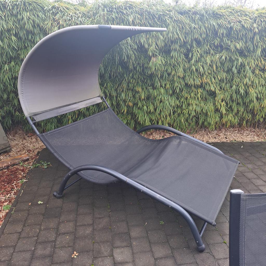 Lounge ligstoel tuin met zonnescherm, Ophalen, Zo goed als nieuw, Verstelbaar