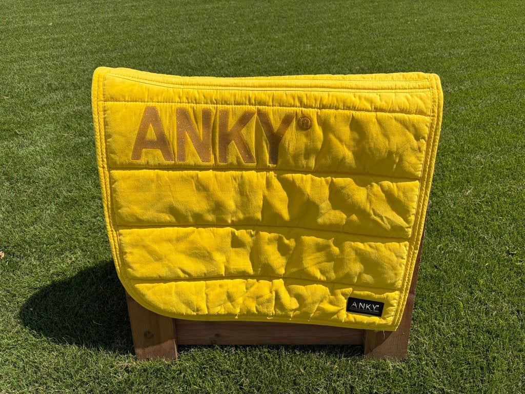 Anky dressuurdekje + bandages, Dieren en Toebehoren, Dressuurdekje, Zo goed als nieuw, Geel, Anky