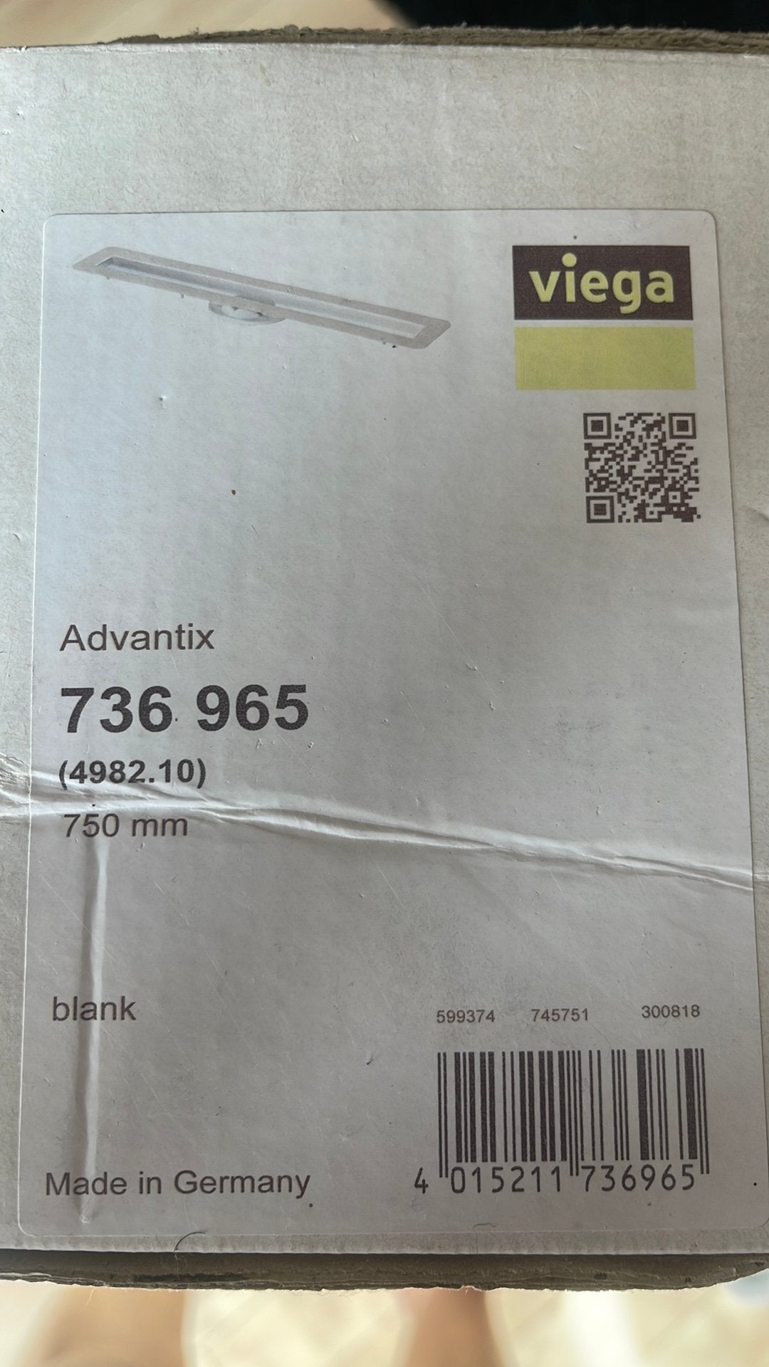 Viega Advantix 750 mm Italiaanse douchegoot, Ophalen of Verzenden, Nieuw, Douche