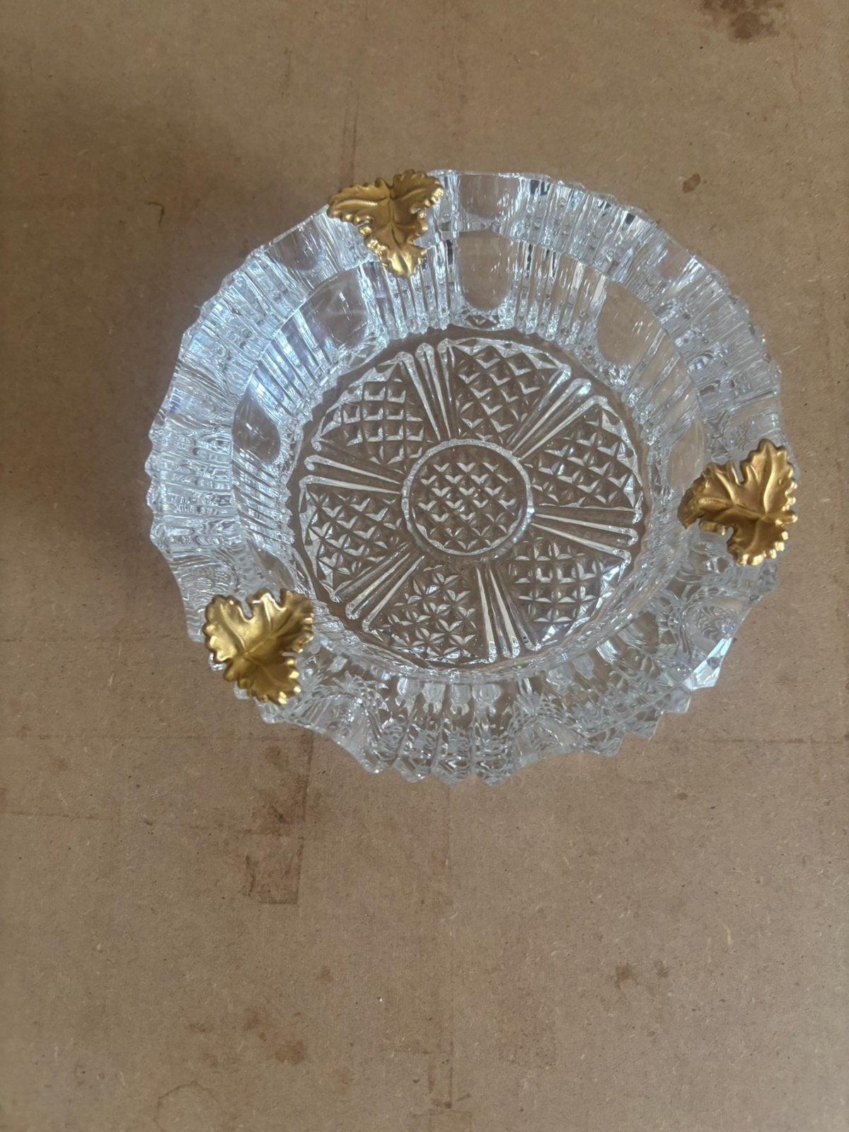 Asbak van kristal met gouden details, Ophalen, Zo goed als nieuw