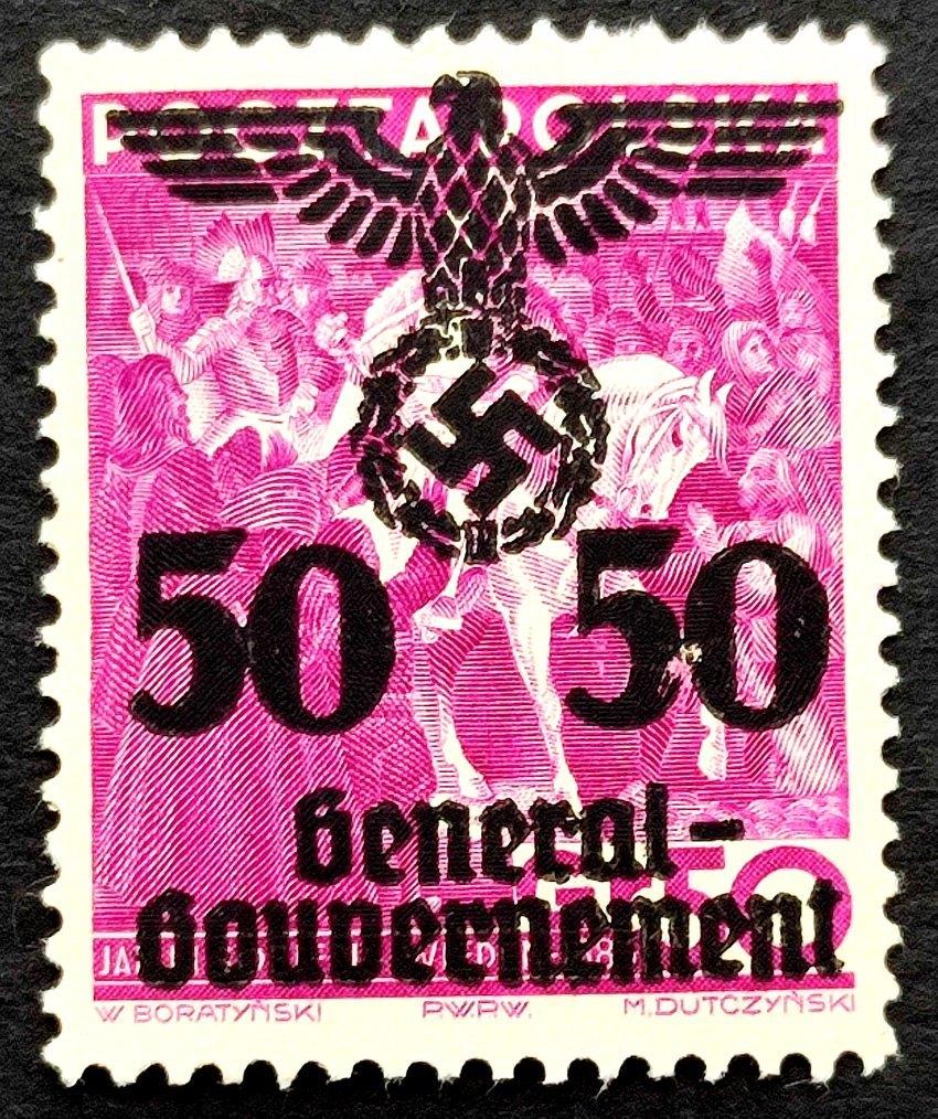 Generalgouvernement opdrukzegel Polen 1940, Postzegels en Munten, Postzegels | Europa | Duitsland, Overige periodes, Ophalen of Verzenden