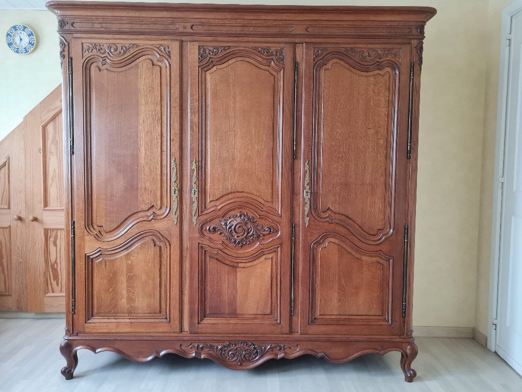 Eiken kledingkast 3-deurs, Huis en Inrichting, Ophalen, Met deur(en), Gebruikt, 200 cm of meer