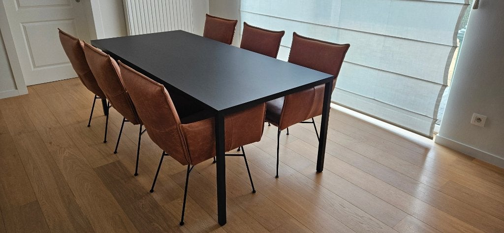 6 Jess Design Sanne eetkamerstoelen – Bonanza Tan leder, Huis en Inrichting, Ophalen, Overige kleuren, Leer, Zo goed als nieuw