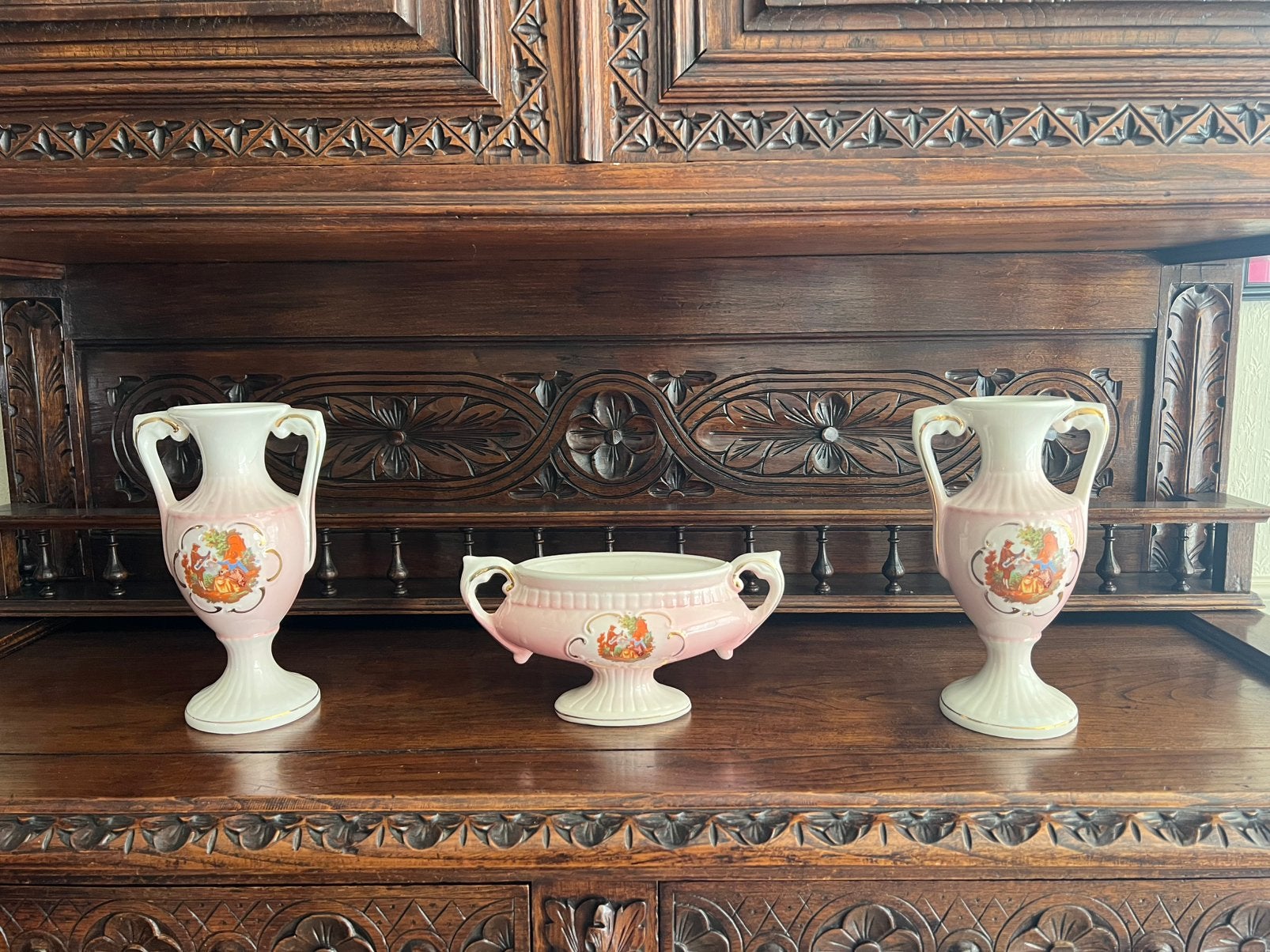 Garniture 3 pièces vintage en porcelaine italienne — Italie, Antiquités & Art, Enlèvement ou Envoi