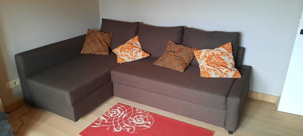 Zetel slaapbank, Huis en Inrichting, Ophalen, Bruin, Tweepersoons, Zo goed als nieuw