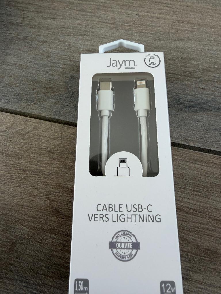 Jaym USB-C naar Lightning Kabel - 1.5M - 12W, Ophalen, Nieuw, Wit