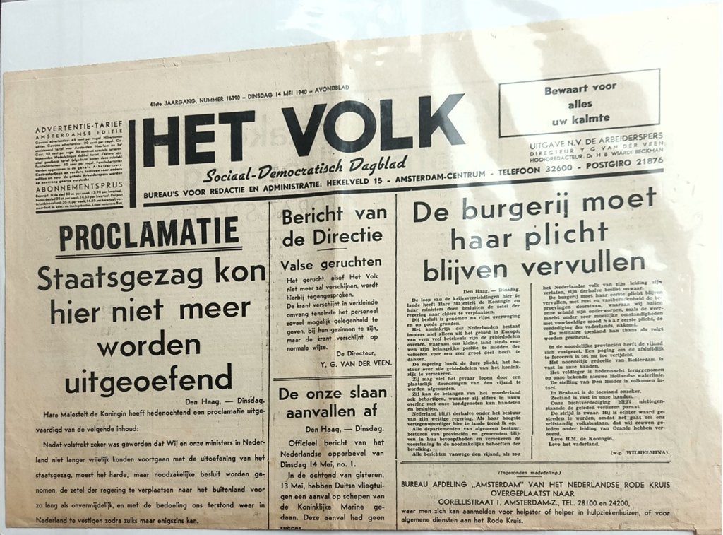 Het Volk 14 mei 1940 proclamatie WWII nederland, Boeken