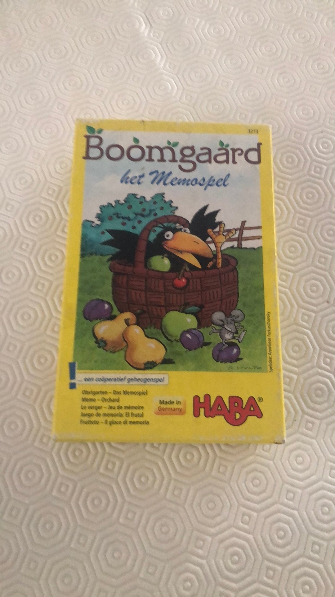 Boomgaard memospel, Ophalen, Gebruikt