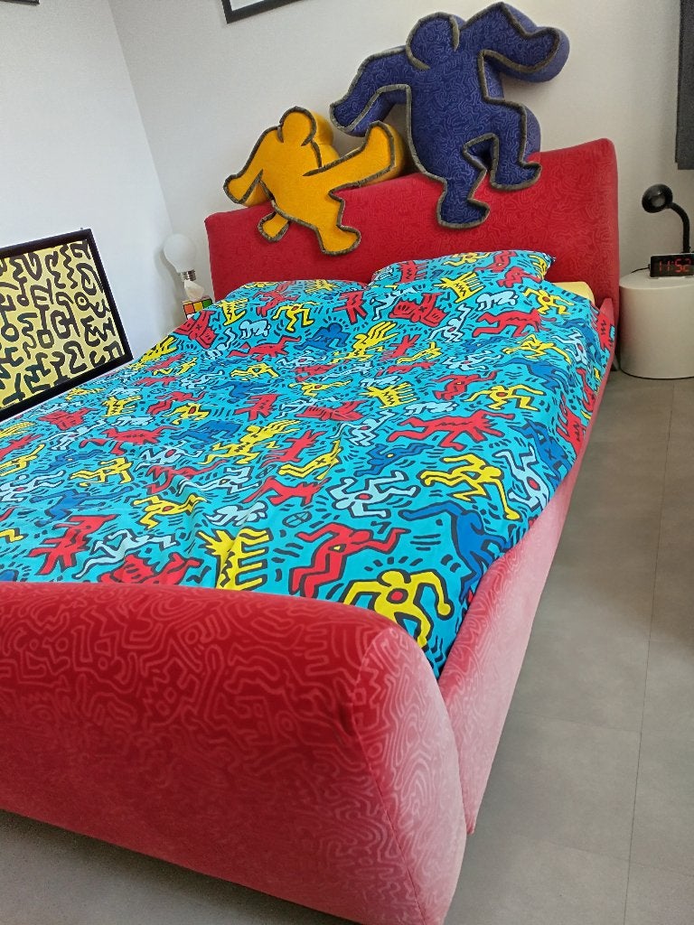 Keith Haring Bretz 2-persoon Bed Rood (1.60 X 2.00 Mtr), Ophalen, Gebruikt, Tweepersoons, Modern contemporary