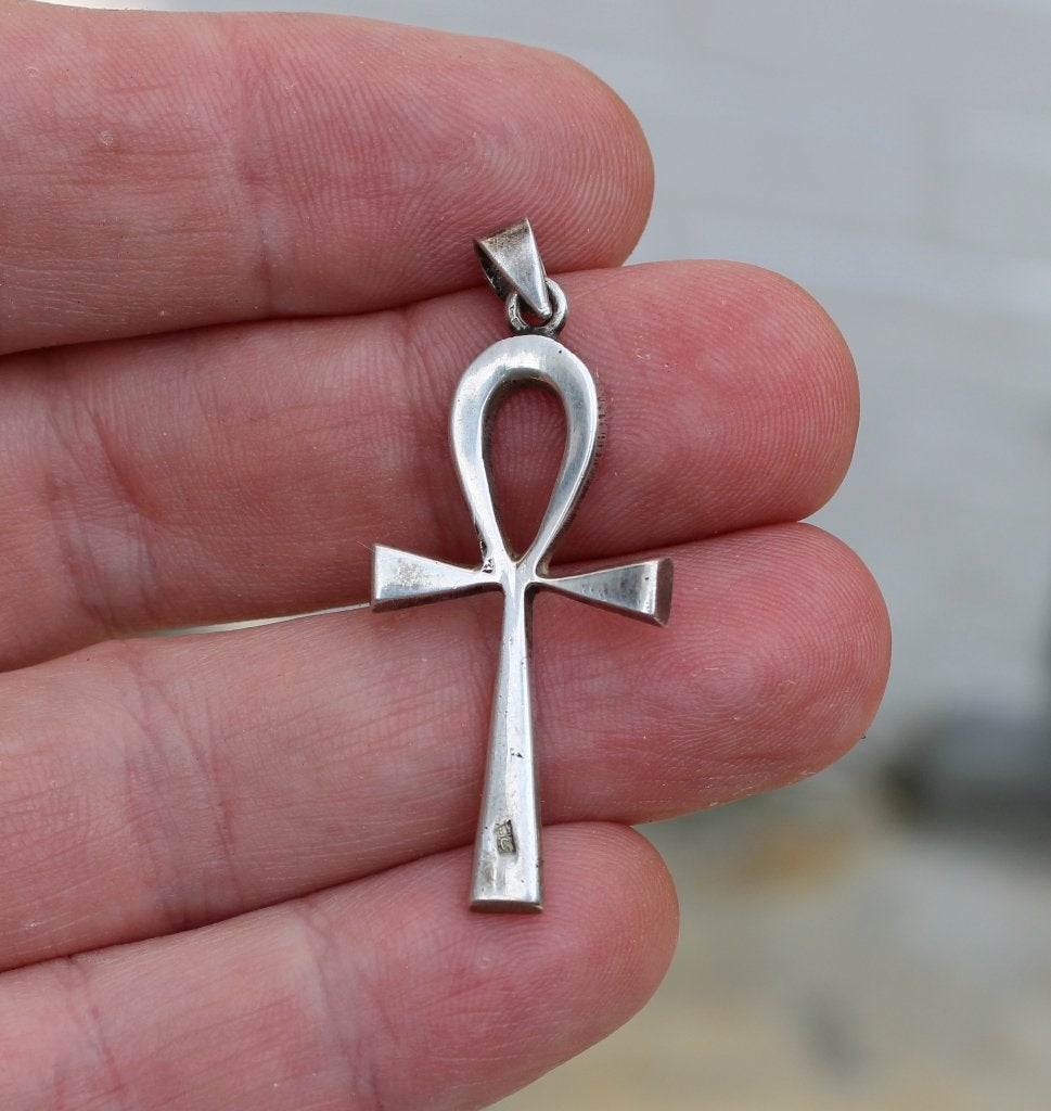 zilveren hanger ankh uit Egypte, Gebruikt, Ophalen of Verzenden, Kruis of Symbool, Zilver
