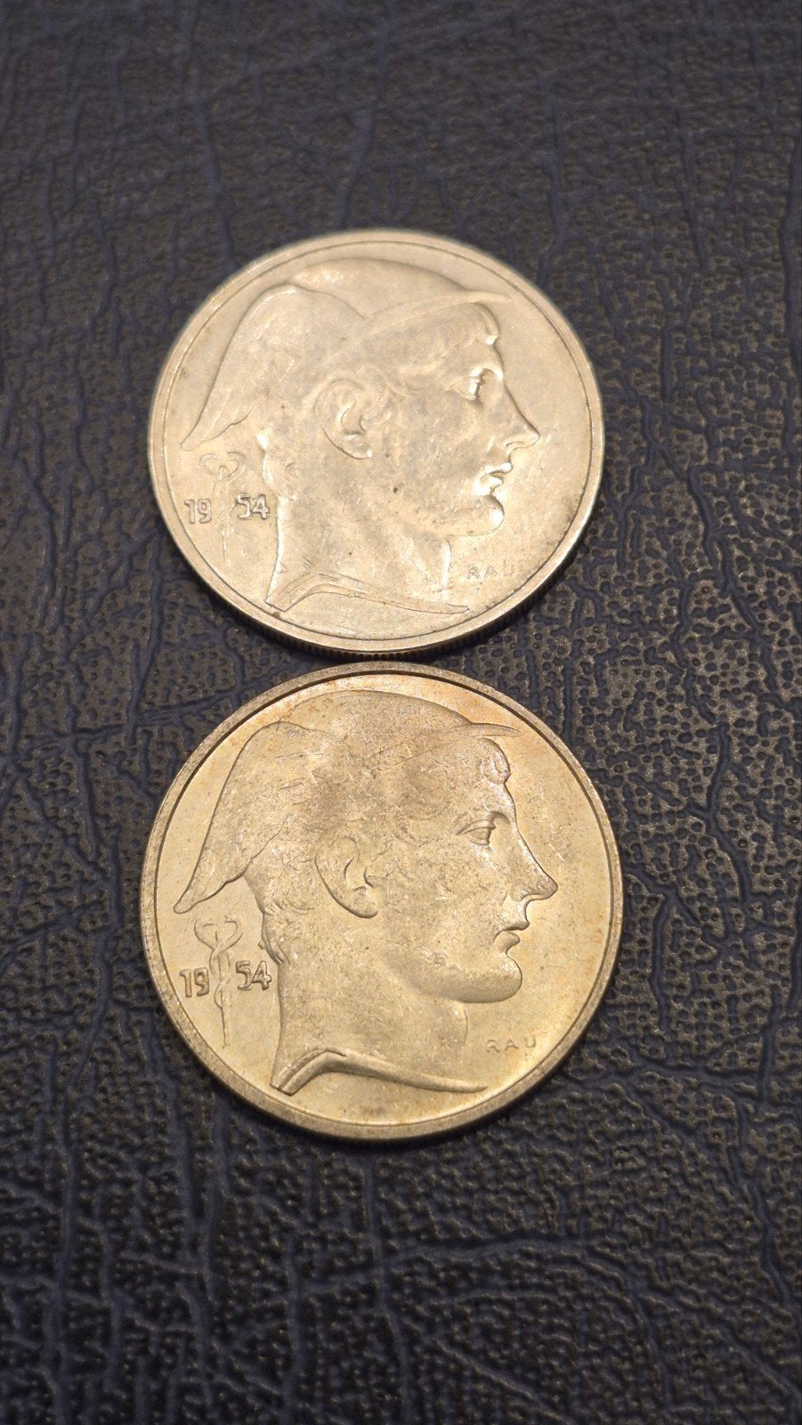 2 munten zilver van 20 frank fr+vl 1954 met dubbele 5, Postzegels en Munten, Setje, Zilver, Ophalen of Verzenden, Zilver