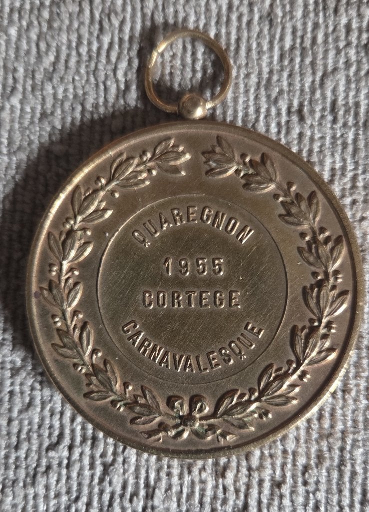 Médaille Quaregnon 1955 – Cortège carnavalesque – Vintage, Collections, Enlèvement ou Envoi, Utilisé