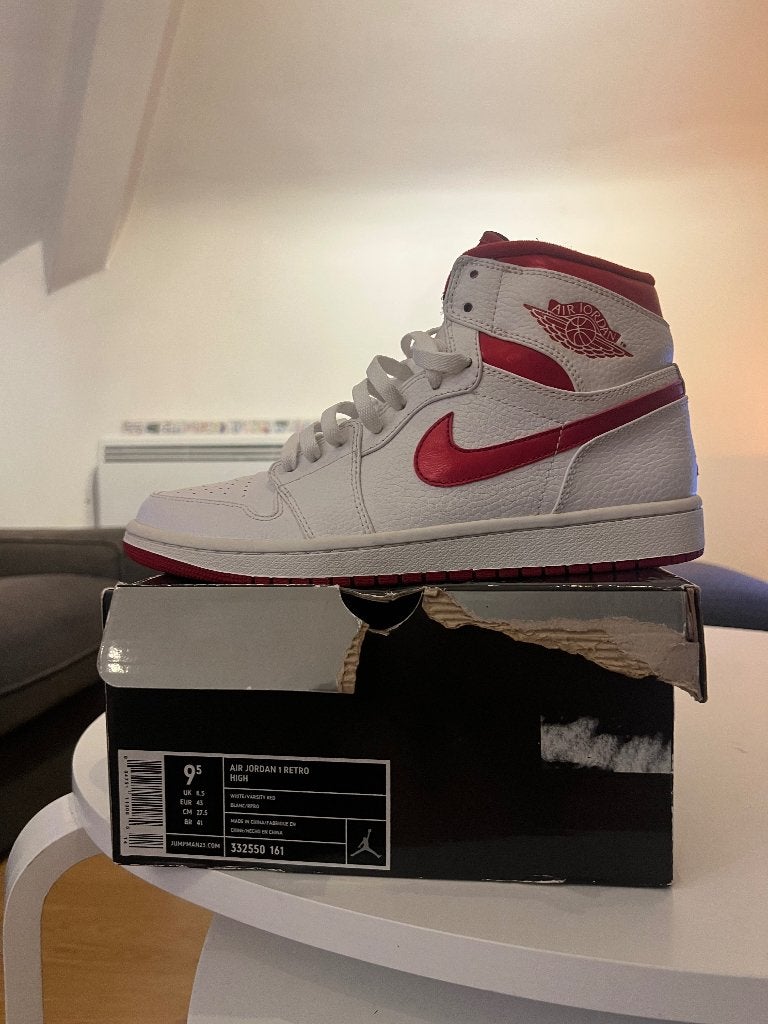 Jordan 1 high metallic red T:43, Enlèvement ou Envoi, Comme neuf, Nike air jordan, Blanc